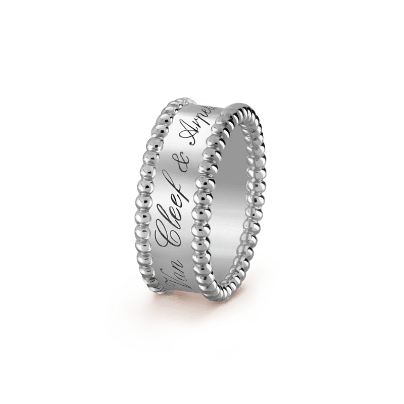 18K Van Cleef & Arpels White Gold Perlee Signature Ring