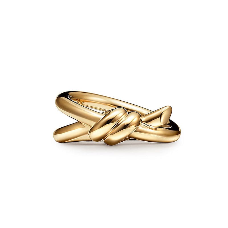 18K Tiffany Yellow Gold Knot Double Row Ring