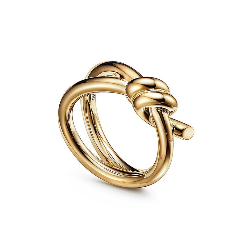 18K Tiffany Yellow Gold Knot Double Row Ring