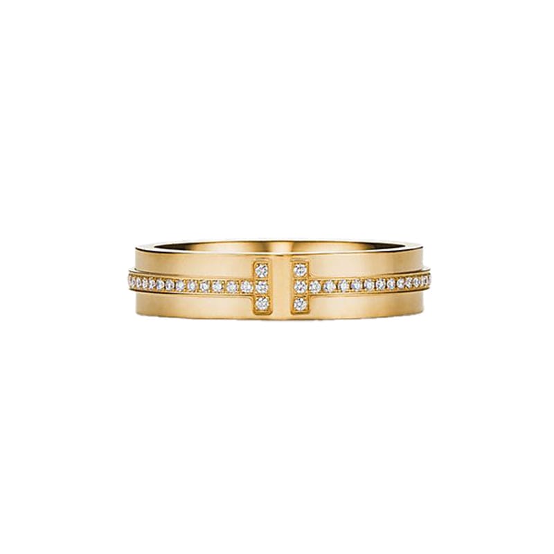 18K Tiffany Yellow Gold T Narrow Diamond Ring