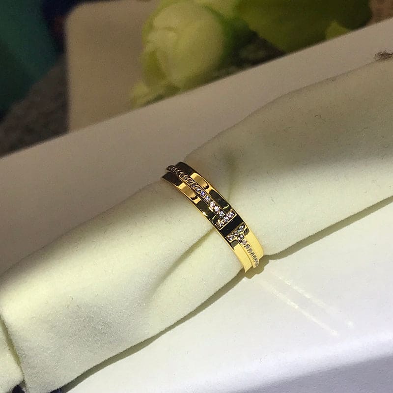 18K Tiffany Yellow Gold T Narrow Diamond Ring