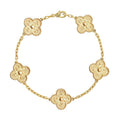 18K Van Cleef & Arpels Yellow Gold Five Motifs Clover Bracelet