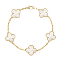 18K Van Cleef & Arpels Vintage Alhambra Five Motifs Pearl Clover Bracelet