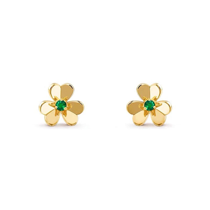18K Van Cleef & Arpels Frivole Mini Emerald Earrings