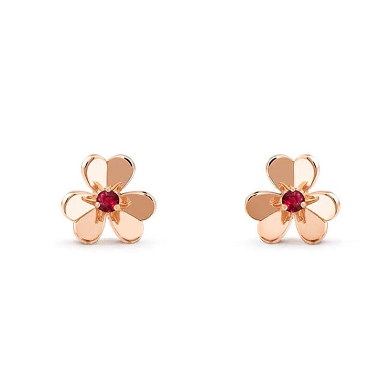 18K Van Cleef & Arpels Frivole Mini Ruby Earrings