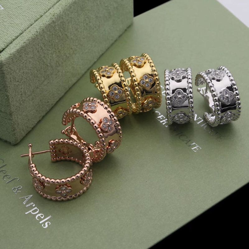 18K Van Cleef & Arpels Perlee Clovers Hoop Earrings
