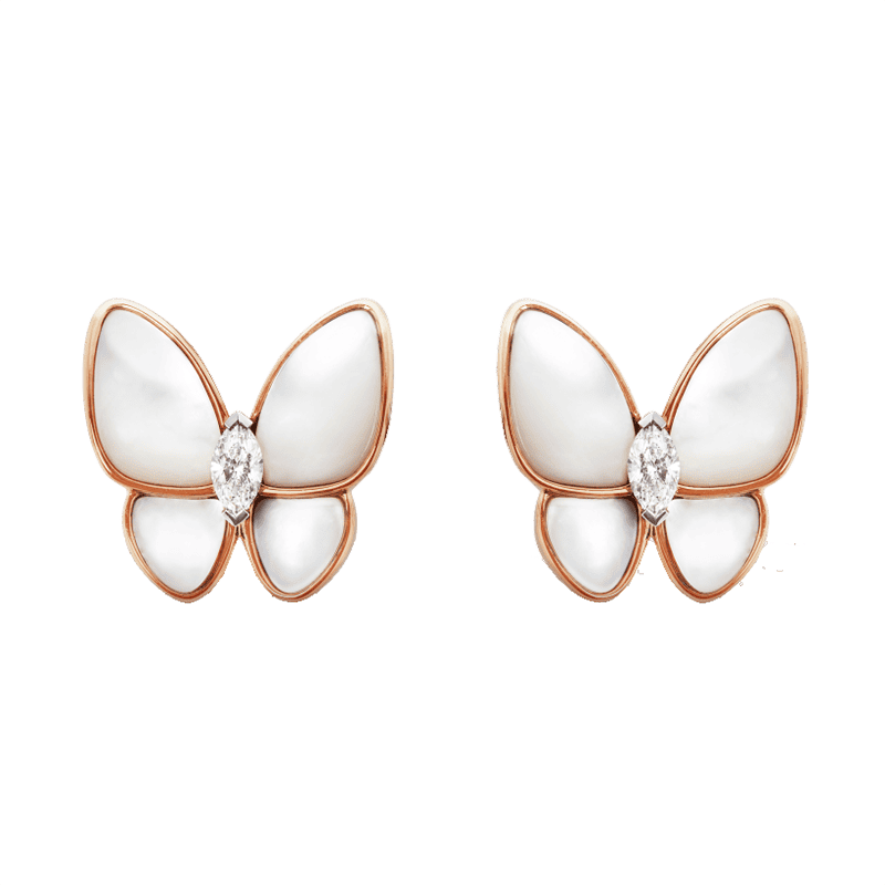 18K Van Cleef & Arpels Two Butterfly Earrings