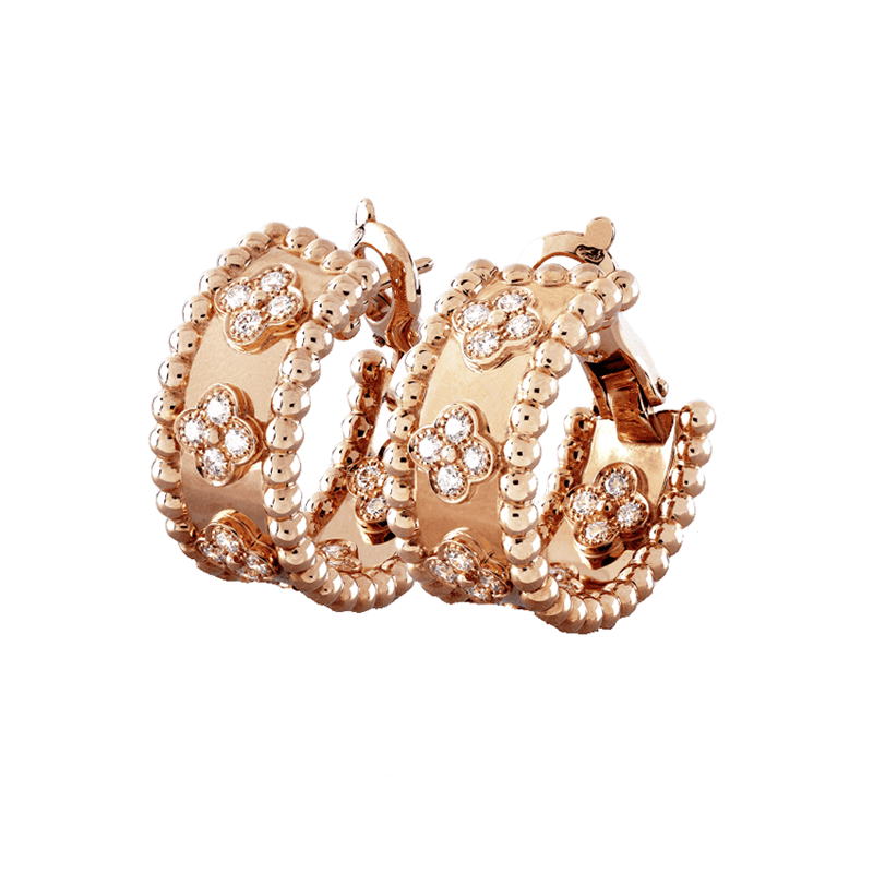 18K Van Cleef & Arpels Perlee Clovers Hoop Earrings