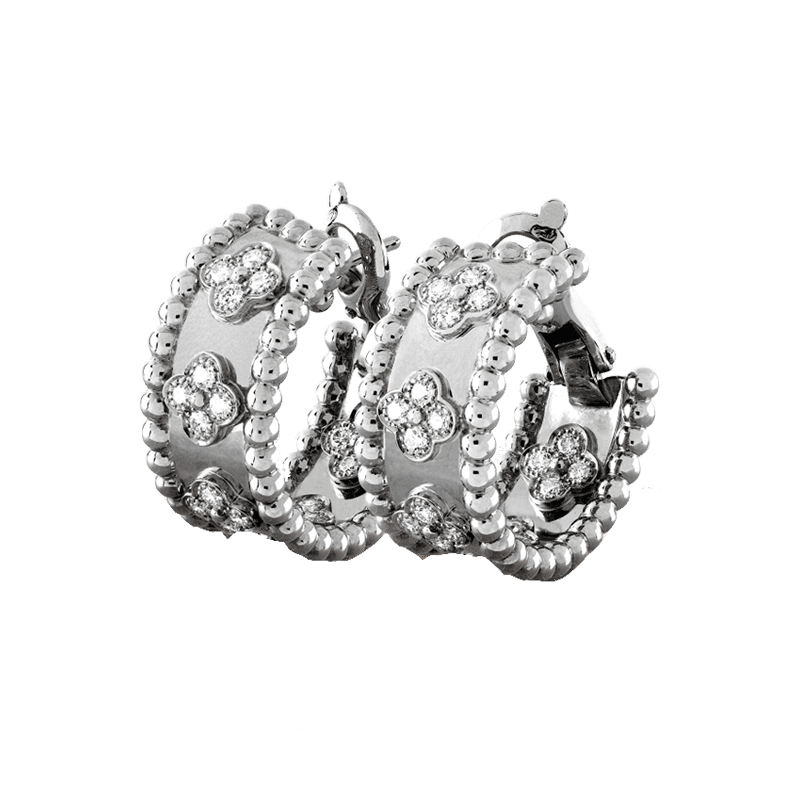 18K Van Cleef & Arpels Perlee Clovers Hoop Earrings