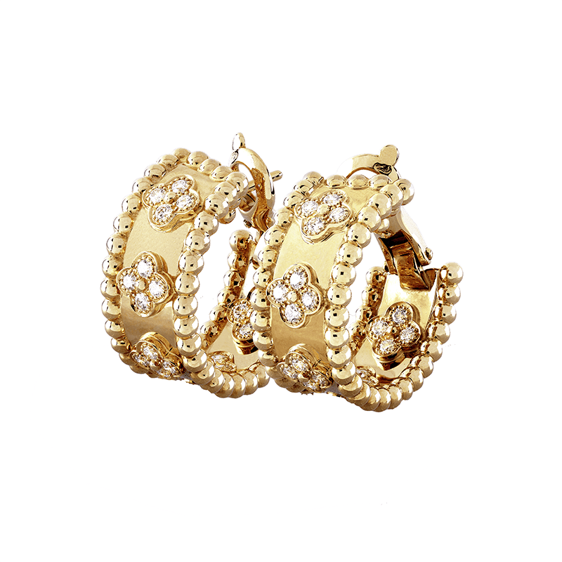 18K Van Cleef & Arpels Perlee Clovers Hoop Earrings