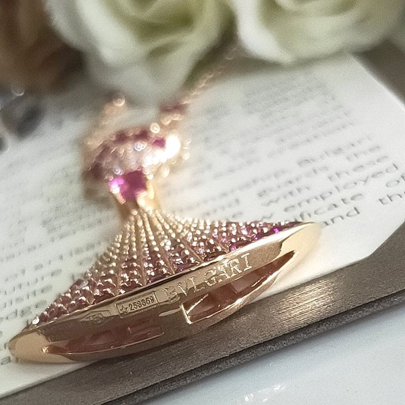 18K BVLGARI BV DIVAS' DREAM Pink Diamonds Necklace