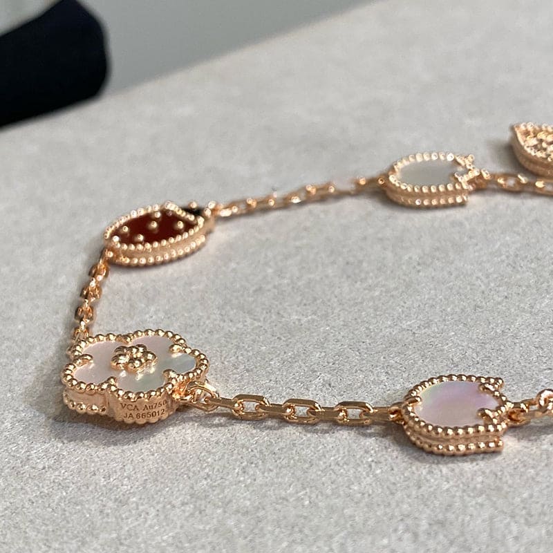 18K Van Cleef & Arpels Lucky Spring Five Motifs Clover Bracelet