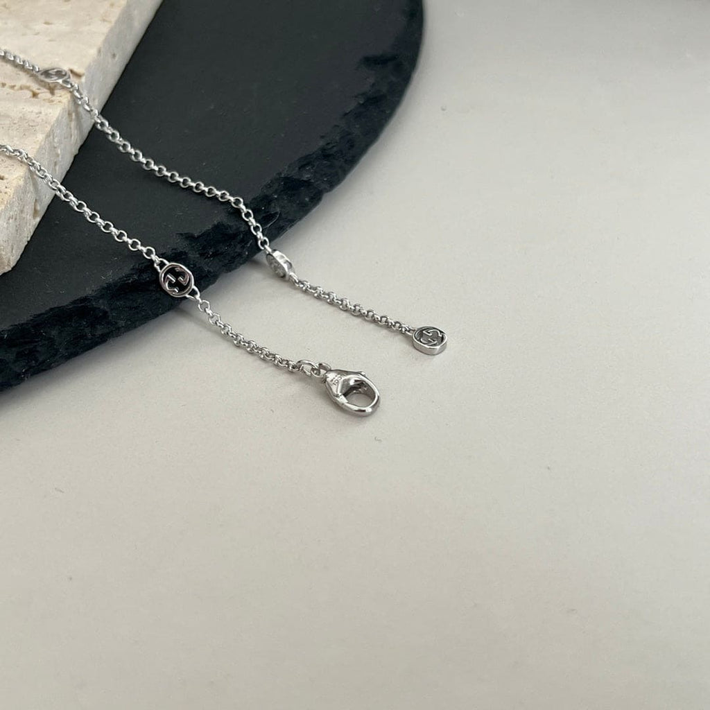 Gucci Interlocking G Heart Lightning Charm Necklace