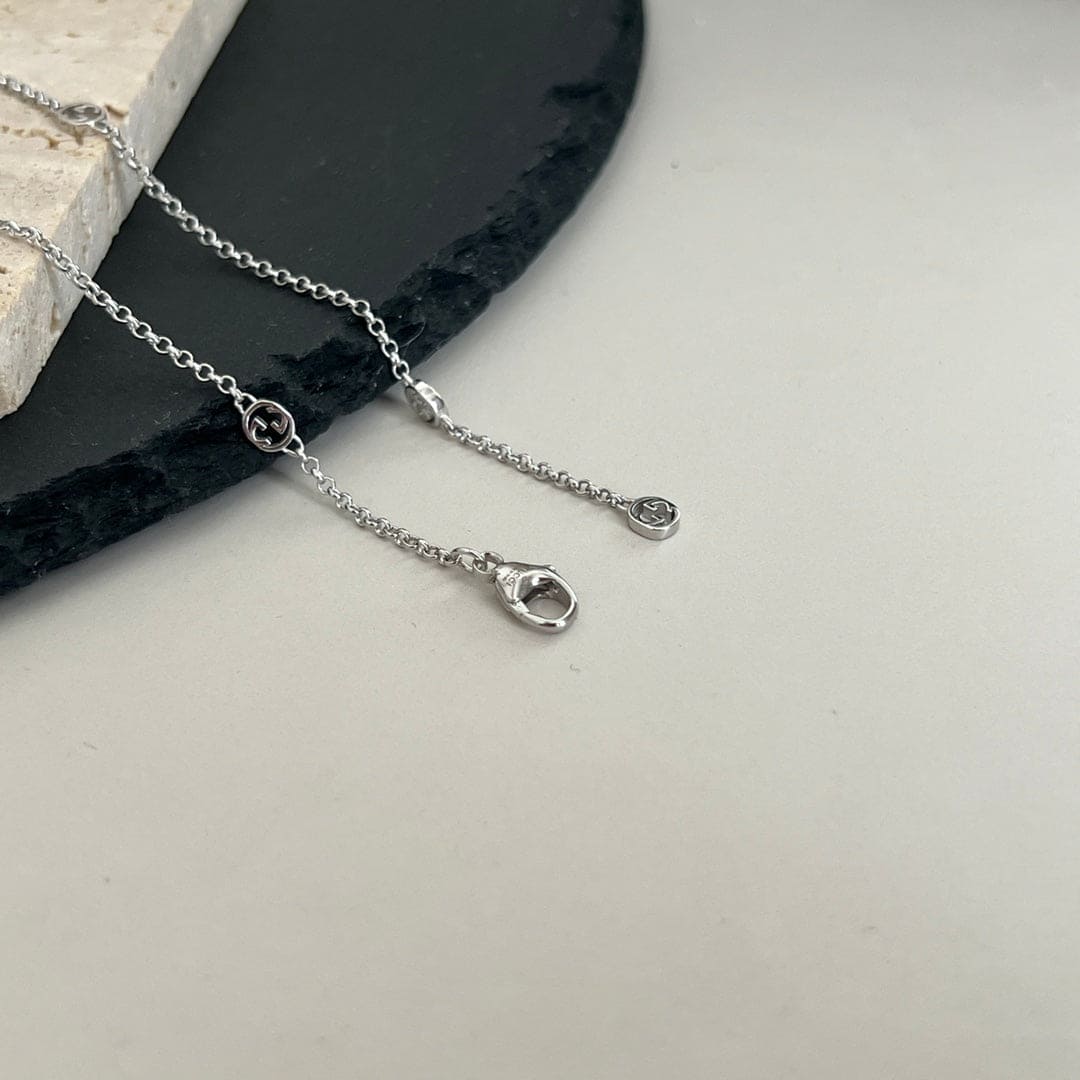 Gucci Interlocking G Heart Lightning Charm Necklace