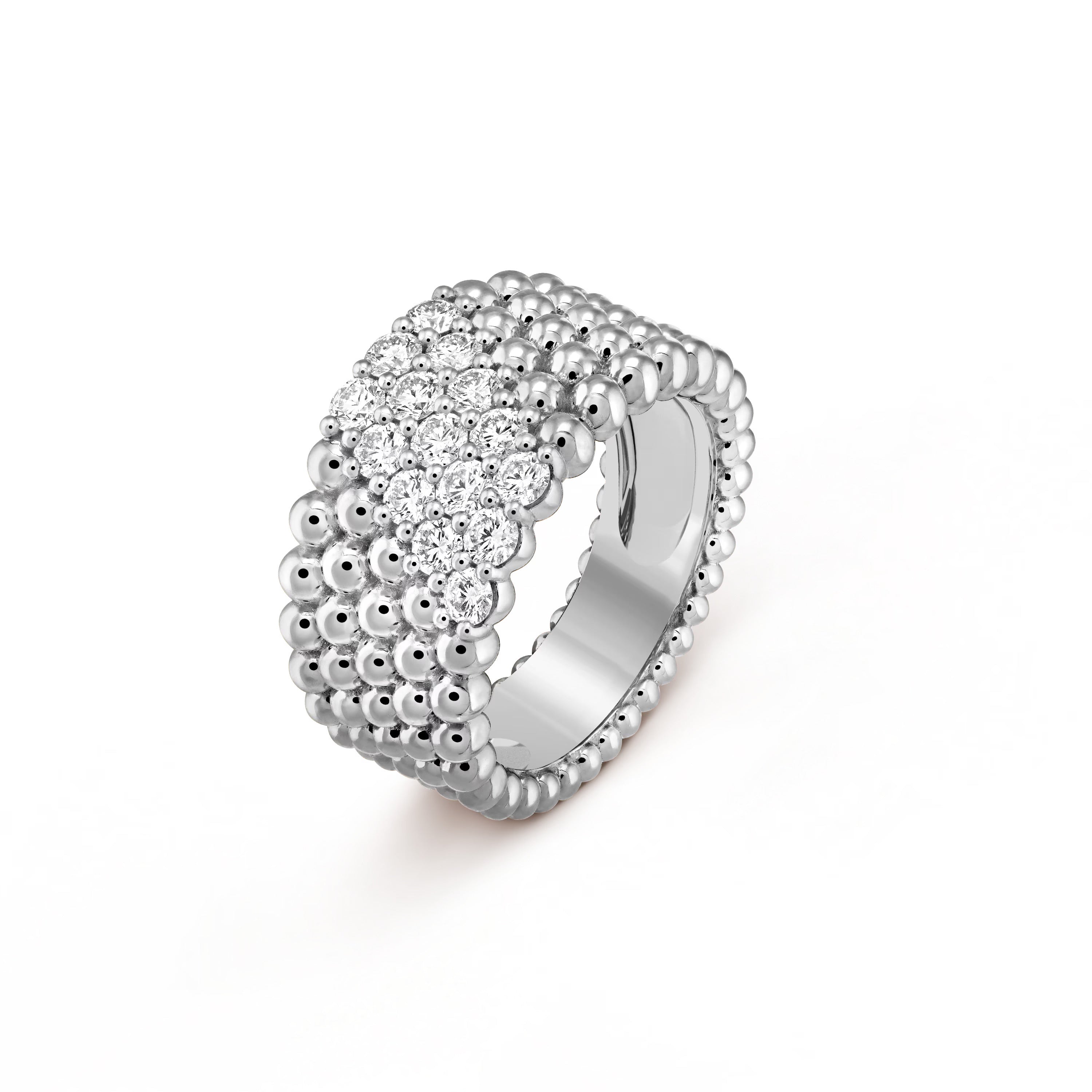 18K Van Cleef & Arpels Perlee Diamonds Five Rows Ring