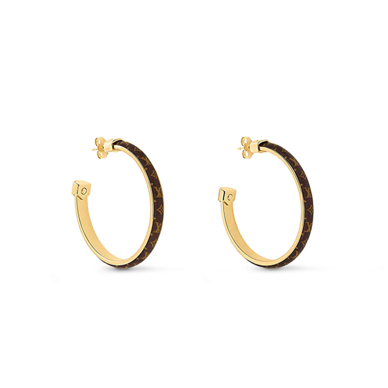 18K Louis Vuitton Monogram Hoop Earrings
