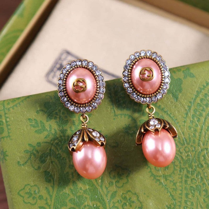 18K Gucci Flower Pearl Earrings