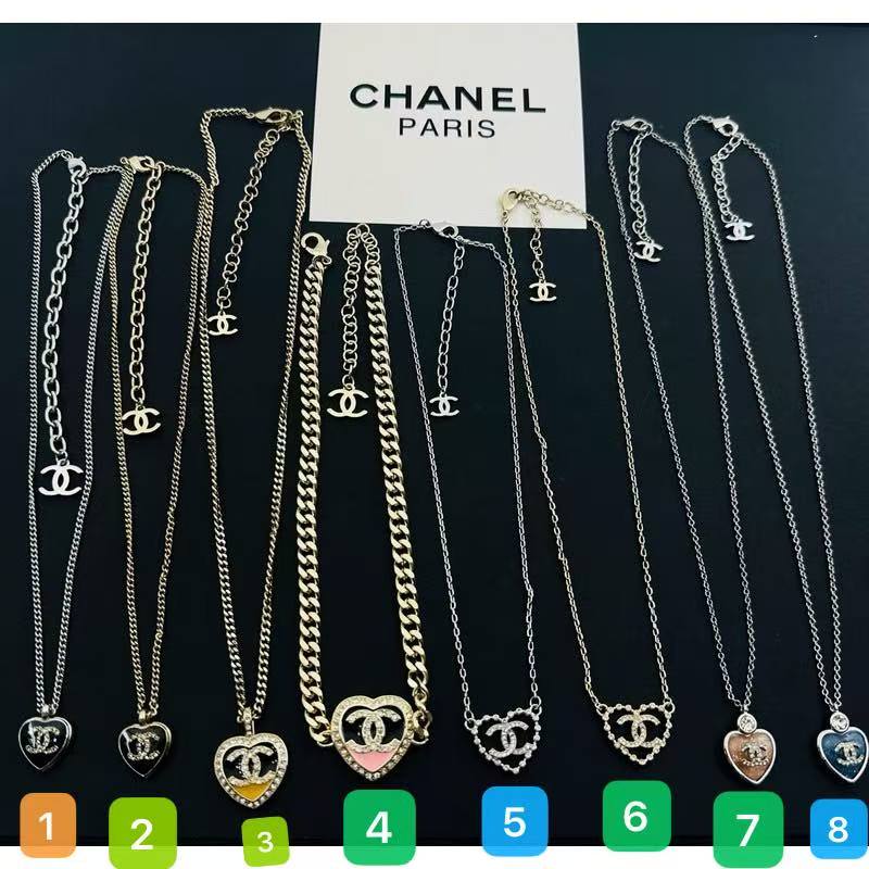 18K Chanel Color Heart Chain Necklace Collection