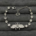 18K Gucci Interlocking G Bee Crystals Bracelet