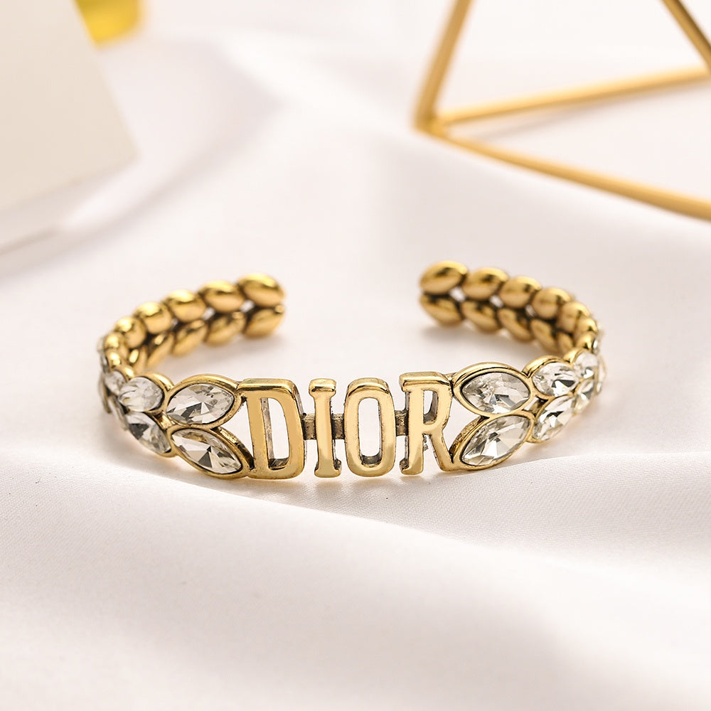 18K Dior Crystal Open Cuff Bracelet