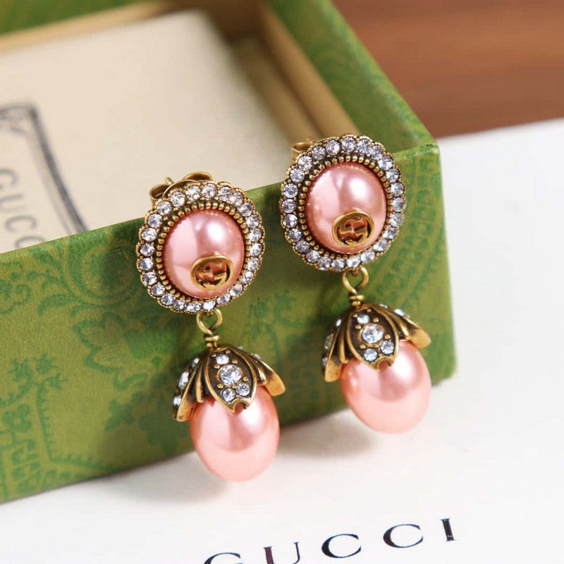 18K Gucci Flower Pearl Earrings
