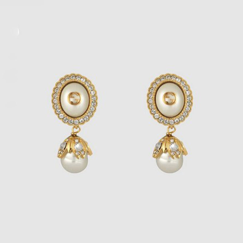 18K Gucci Flower Pearl Earrings