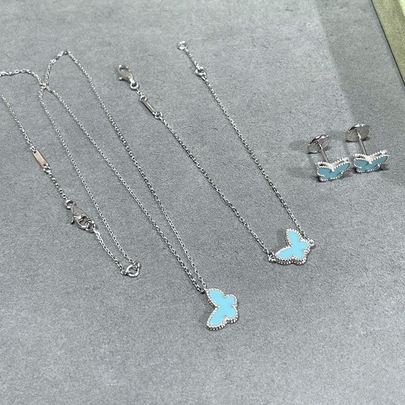 18K Van Cleef & Arpels Sweet Alhambra Blue Butterfly Necklace