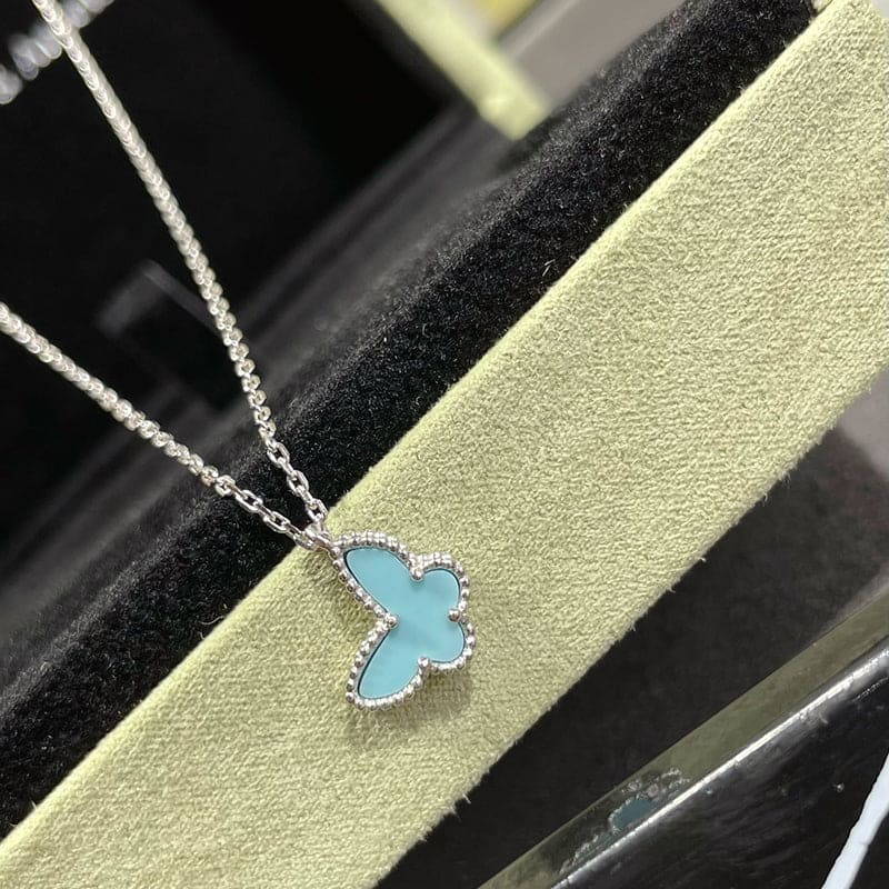 18K Van Cleef & Arpels Sweet Alhambra Blue Butterfly Necklace