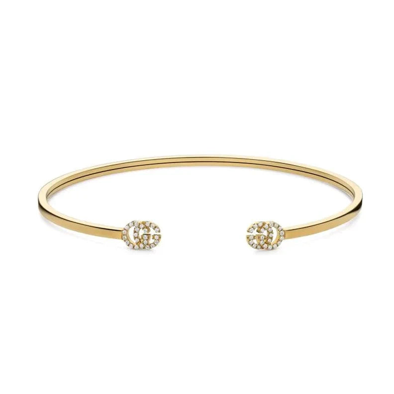 18K Gucci Running Diamond Cuff Bracelet