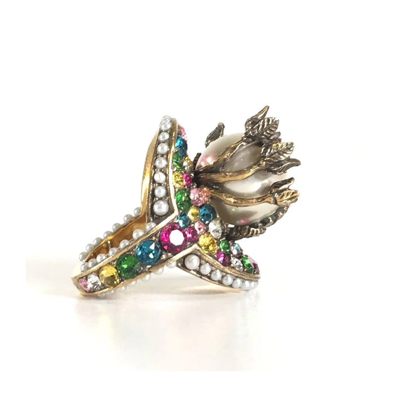 18K Gucci Multistone Pearl Ring