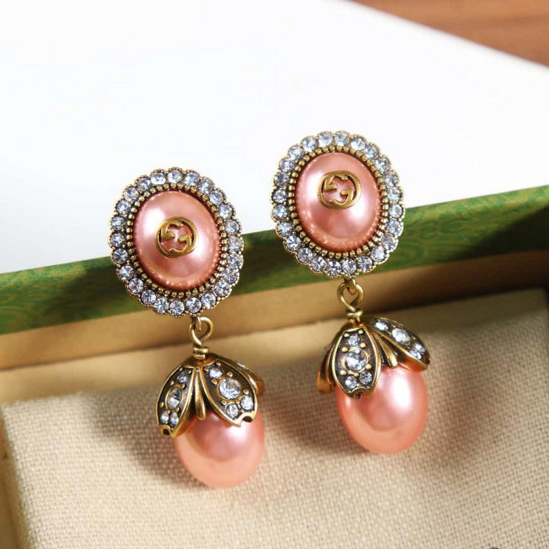 18K Gucci Flower Pearl Earrings