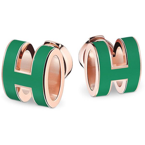18K Mini Pop Hermes Green Earrings
