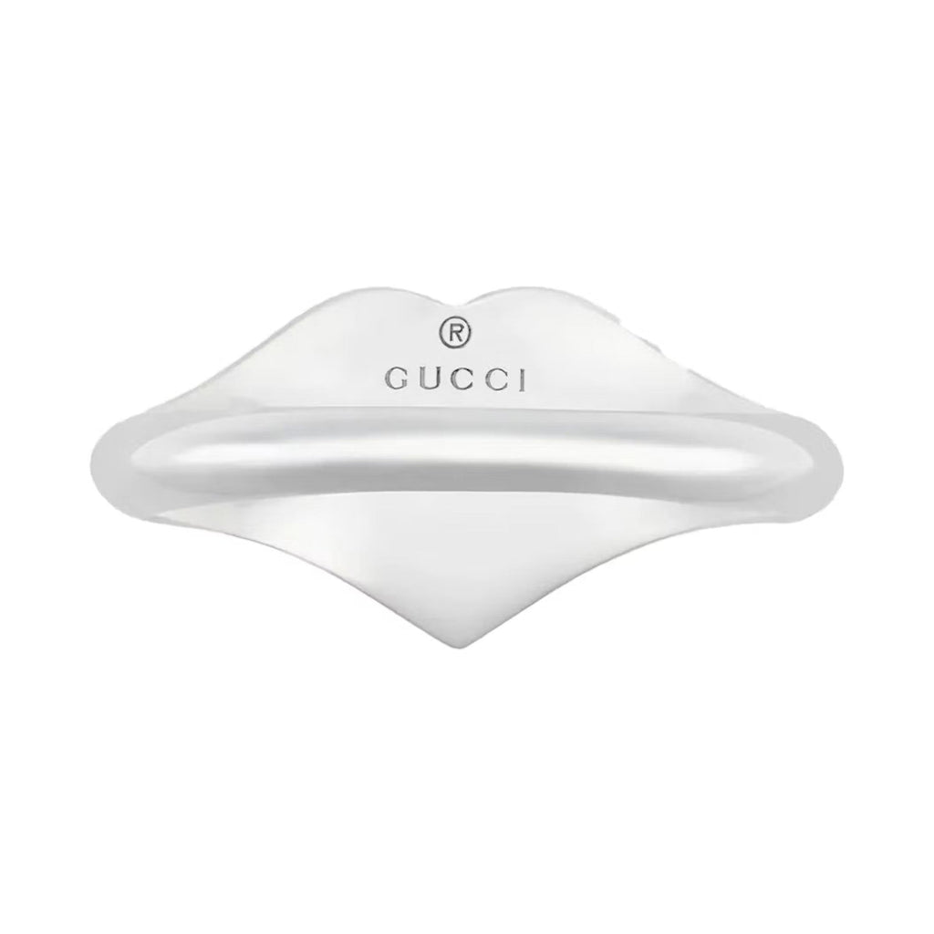 Gucci Interlocking G Blue Enamel Heart Ring