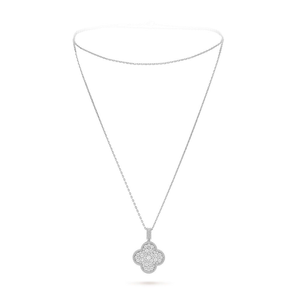 18K Van Cleef & Arpels Magic Alhambra One Motifs Diamonds Clover Necklace
