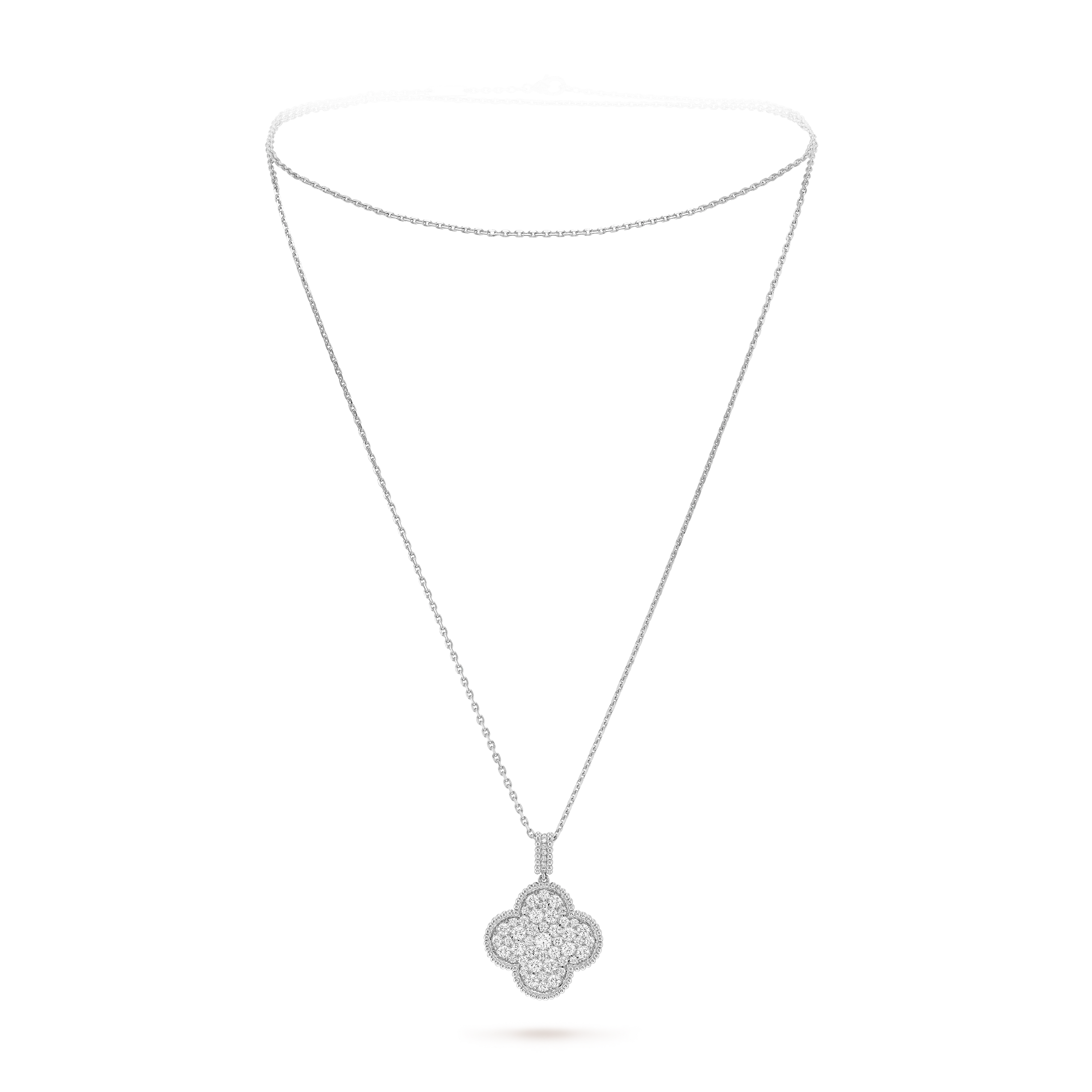 18K Van Cleef & Arpels Magic Alhambra One Motifs Diamonds Clover Necklace
