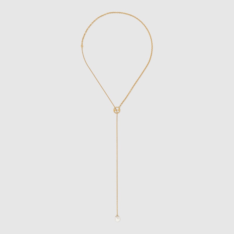 18K Gucci Blondie Pearl Drop Necklace