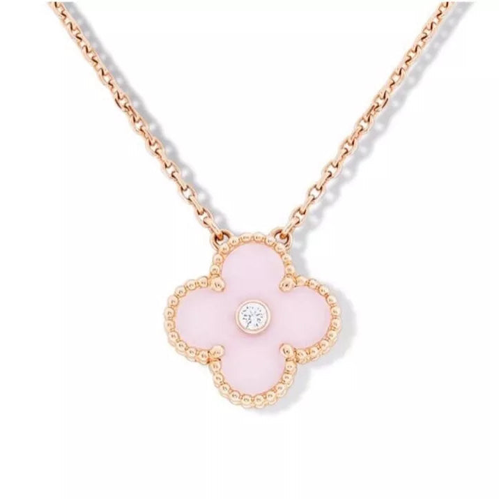 18K Van Cleef & Arpels Sweet Alhambra Pink Clover Necklace
