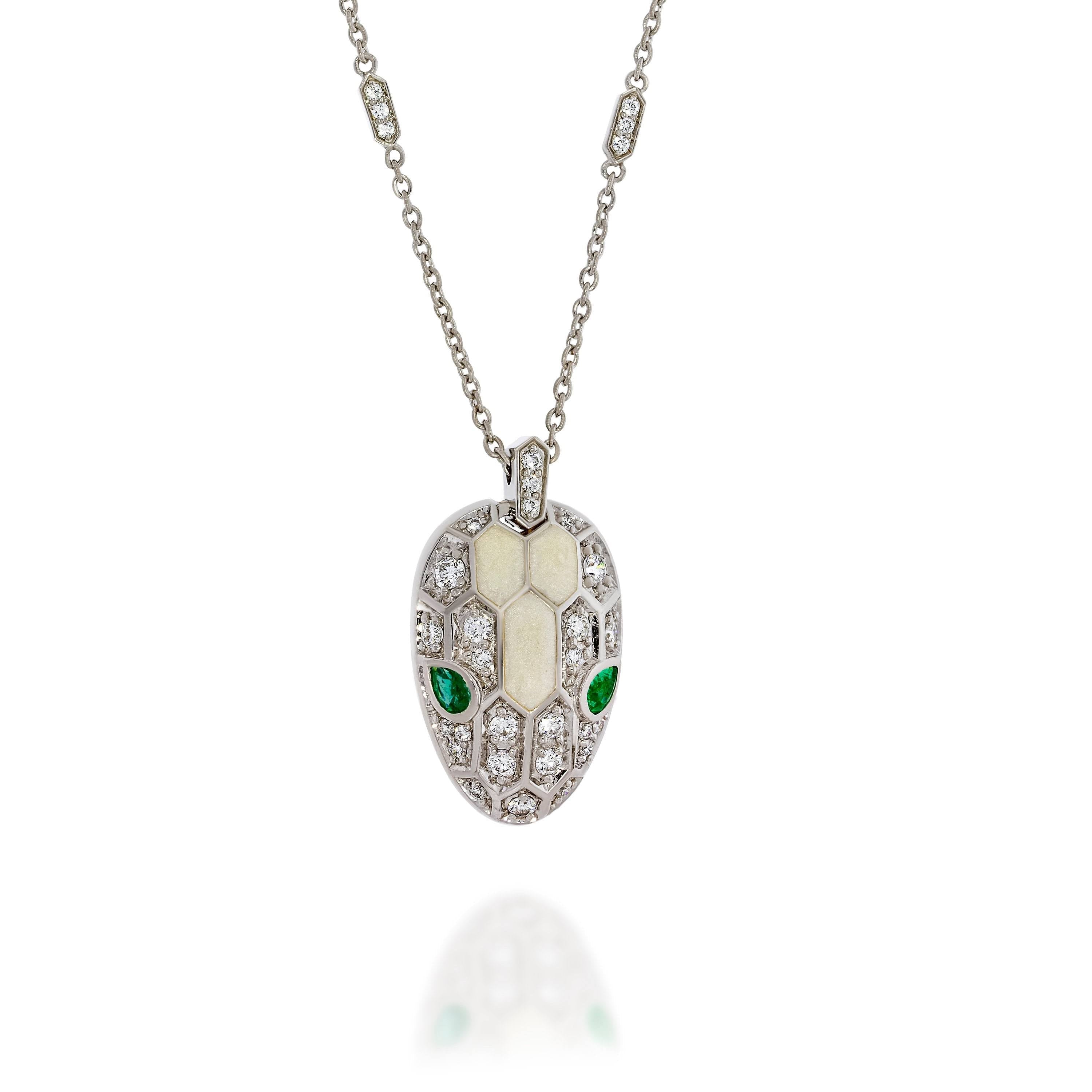 18K BVLGARI BV Serpenti Emerald Necklace