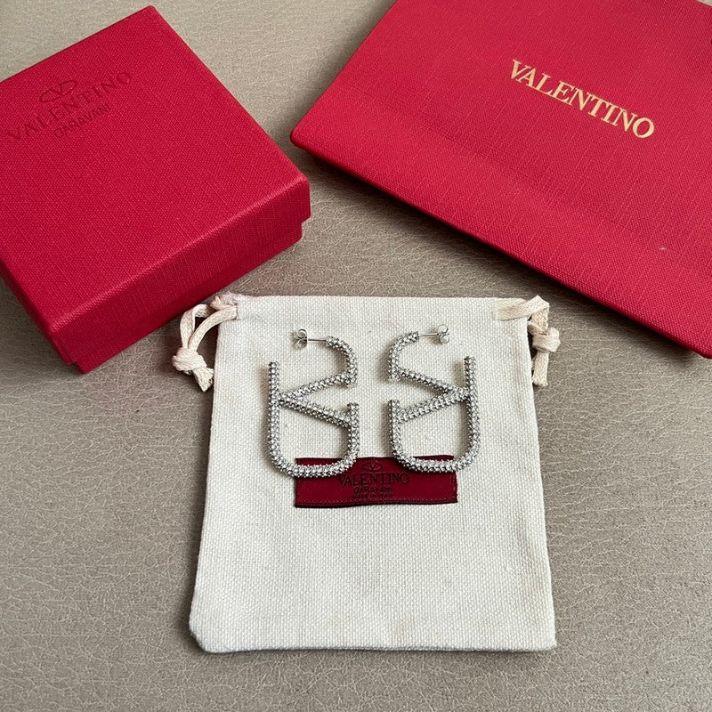 18K Valentino Vlogo Diamond Earrings