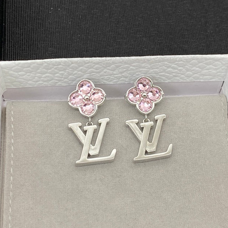 18K Louis Vuitton Purple Crystal Flower Earrings