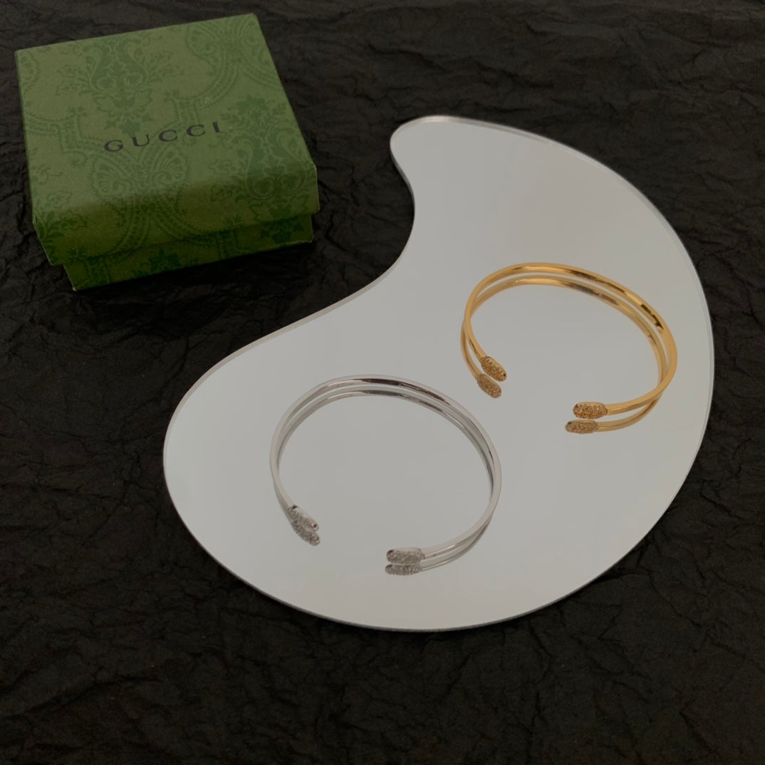 18K Gucci Running Diamond Cuff Bracelet