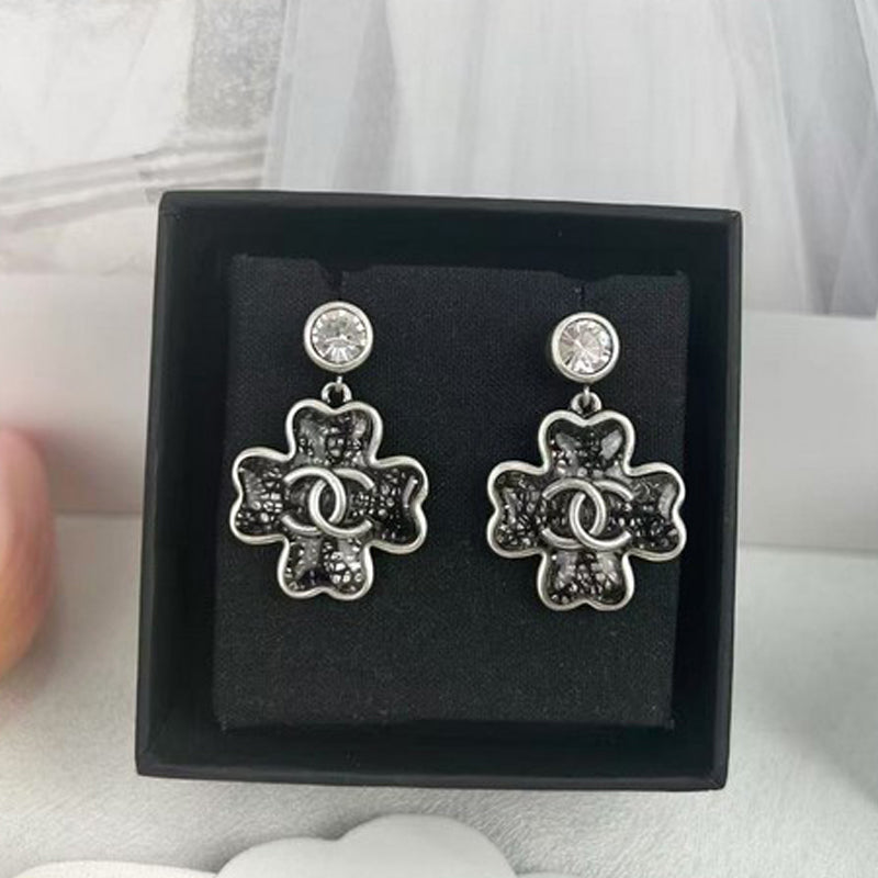 18K Chanel Black Four-Leaf Clover Earrings
