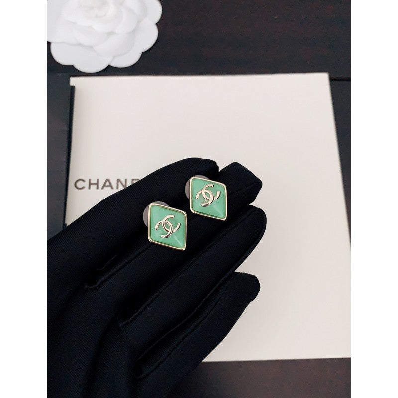 18K Chanel Green Earrings