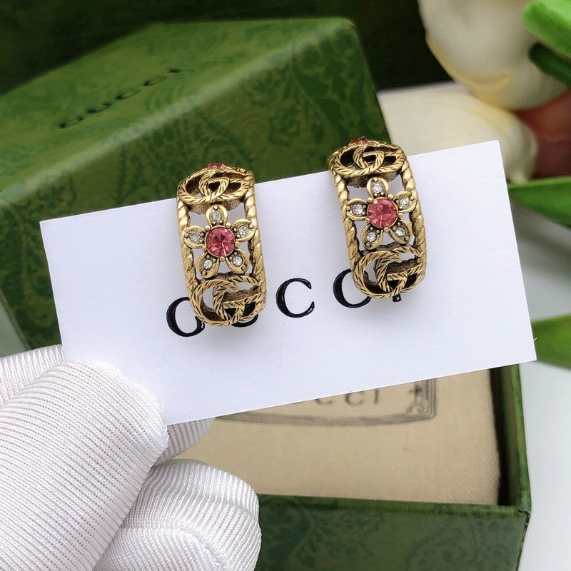 18K Gucci Pink Crystal Earrings