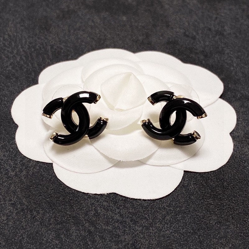 18K Chanel Black Gold Earrings