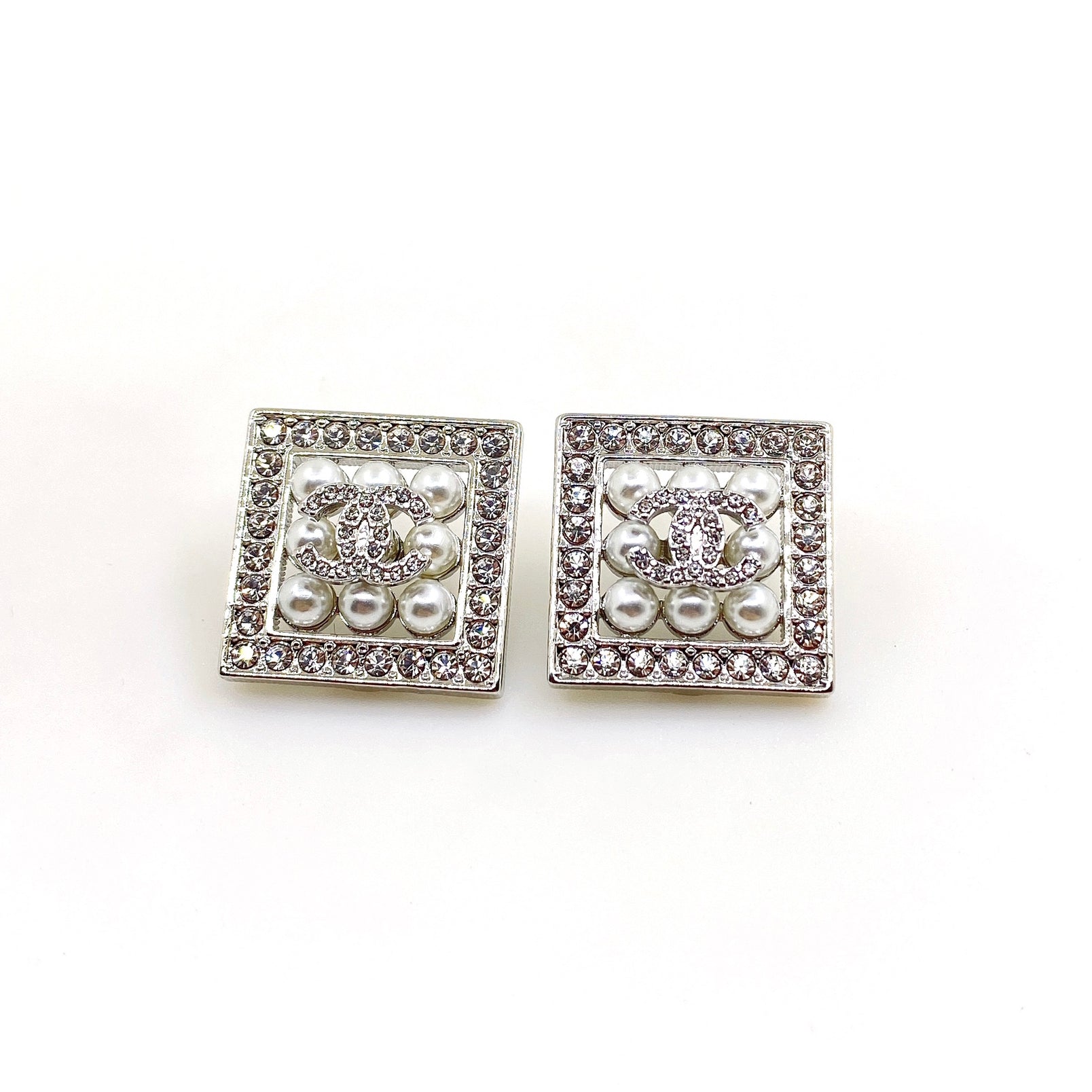 18K Chanel Square Diamond Earrings