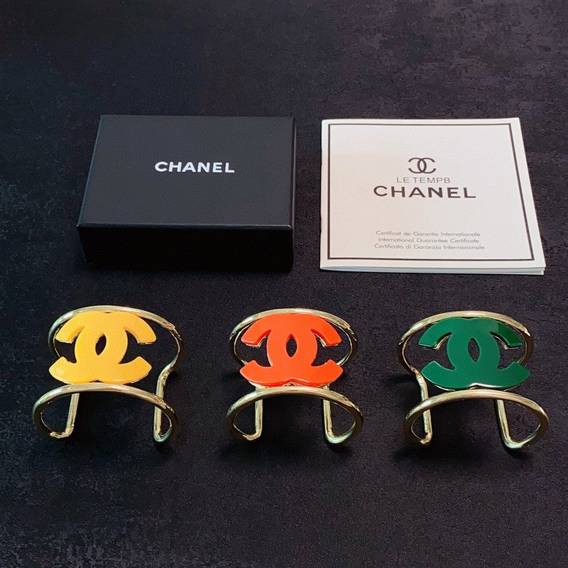 18K Chanel Color Logo Open Cuff Bracelet