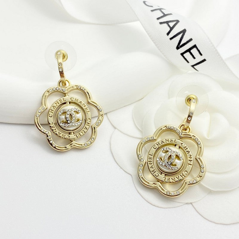 18K Chanel Camellia Gold Earrings