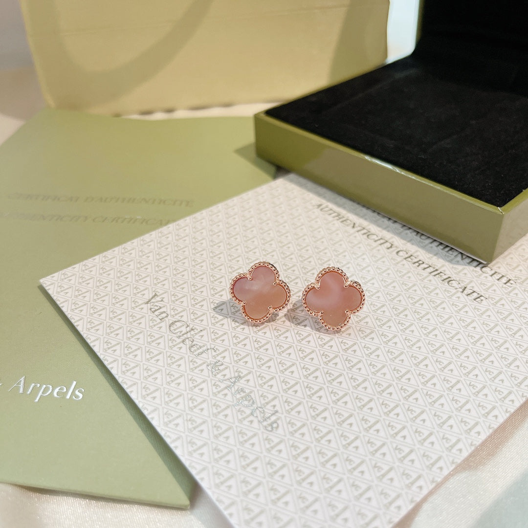 18K Van Cleef & Arpels Magic Alhambra Pink Opale Earrings