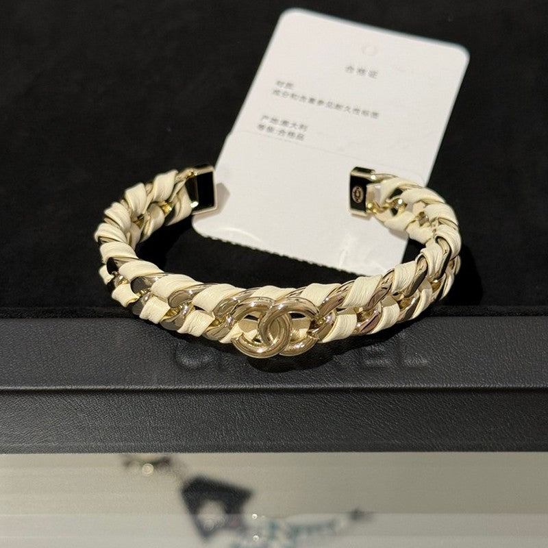 18K Chanel 26C White Open Cuff Bracelet